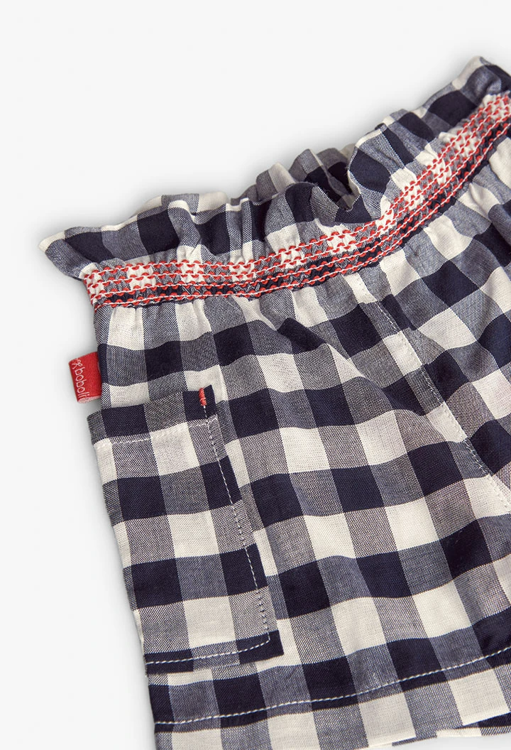 Bermudas en viscose pour bébé fille avec motif à carreaux