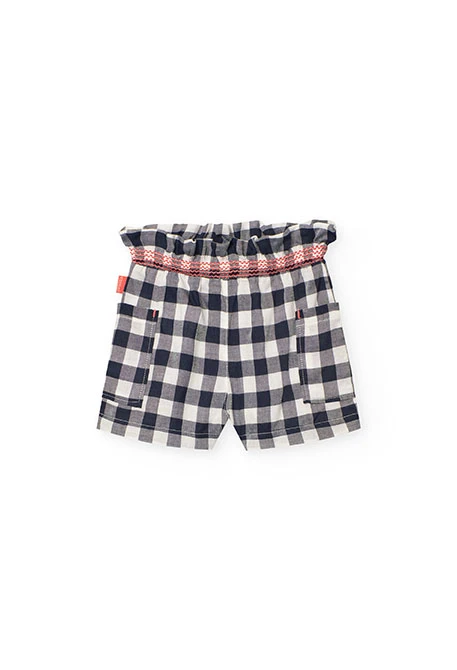 Bermudas de viscosa para bebé niña con diseño de cuadros
