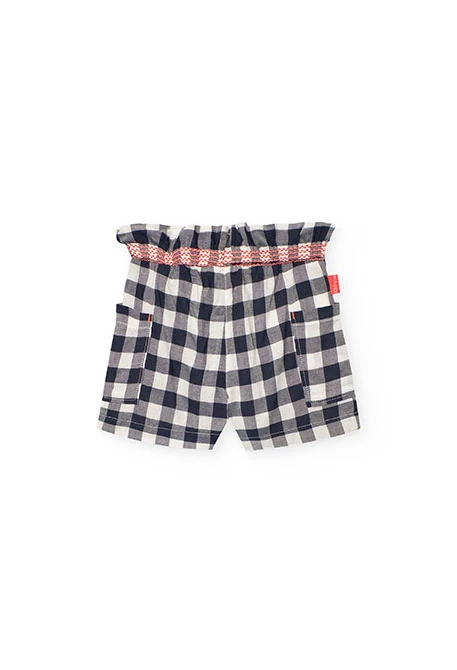 Bermudas de viscosa para bebé niña con diseño de cuadros