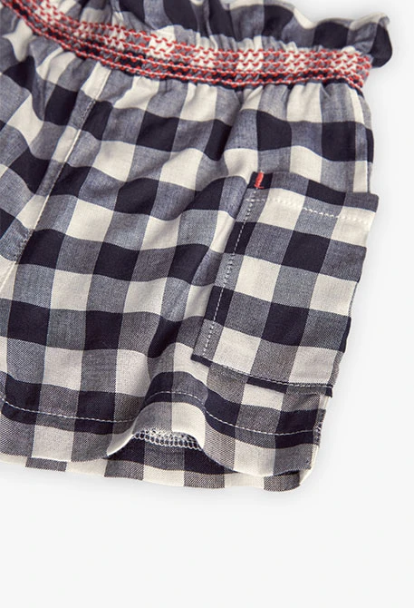 Bermudas de viscosa para bebé niña con diseño de cuadros