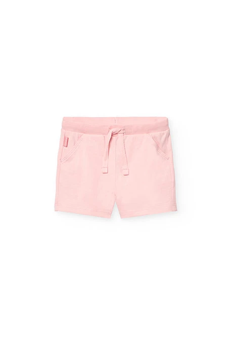Conjunt de samarreta i pantalons curts de punt per a nadó nena en color blau marí i rosa.