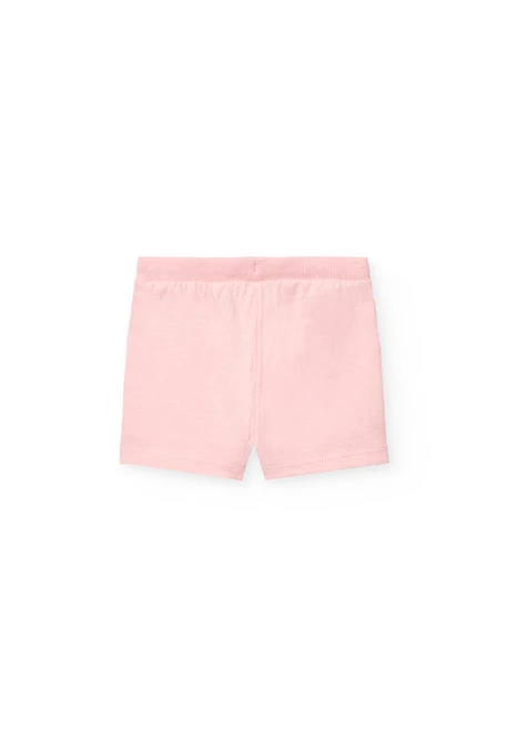Conjunt de samarreta i pantalons curts de punt per a nadó nena en color blau marí i rosa.