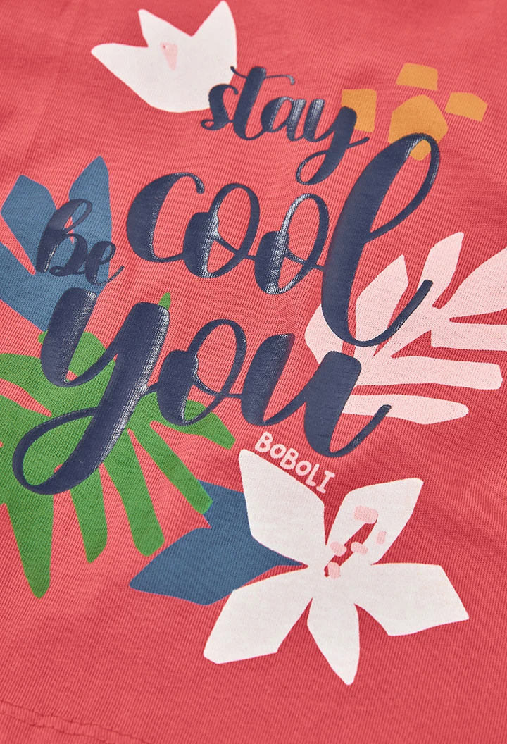 Conjunto de camiseta y short de punto para bebé niña en color rojo