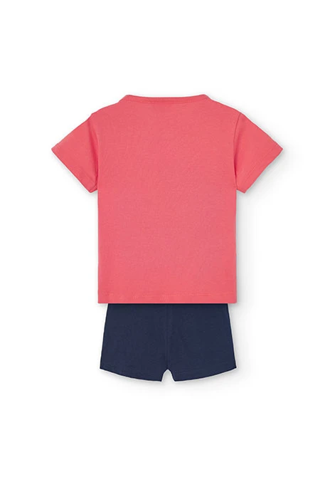Conjunto de camiseta y short de punto para bebé niña en color rojo