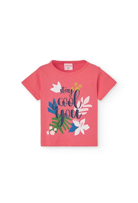 Conjunto de camiseta y short de punto para bebé niña en color rojo