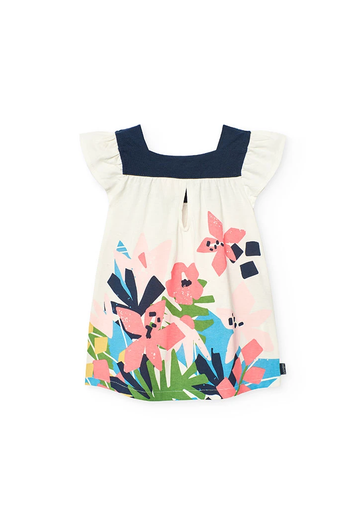 Abito in maglia per neonata di colore bianco con motivo floreale