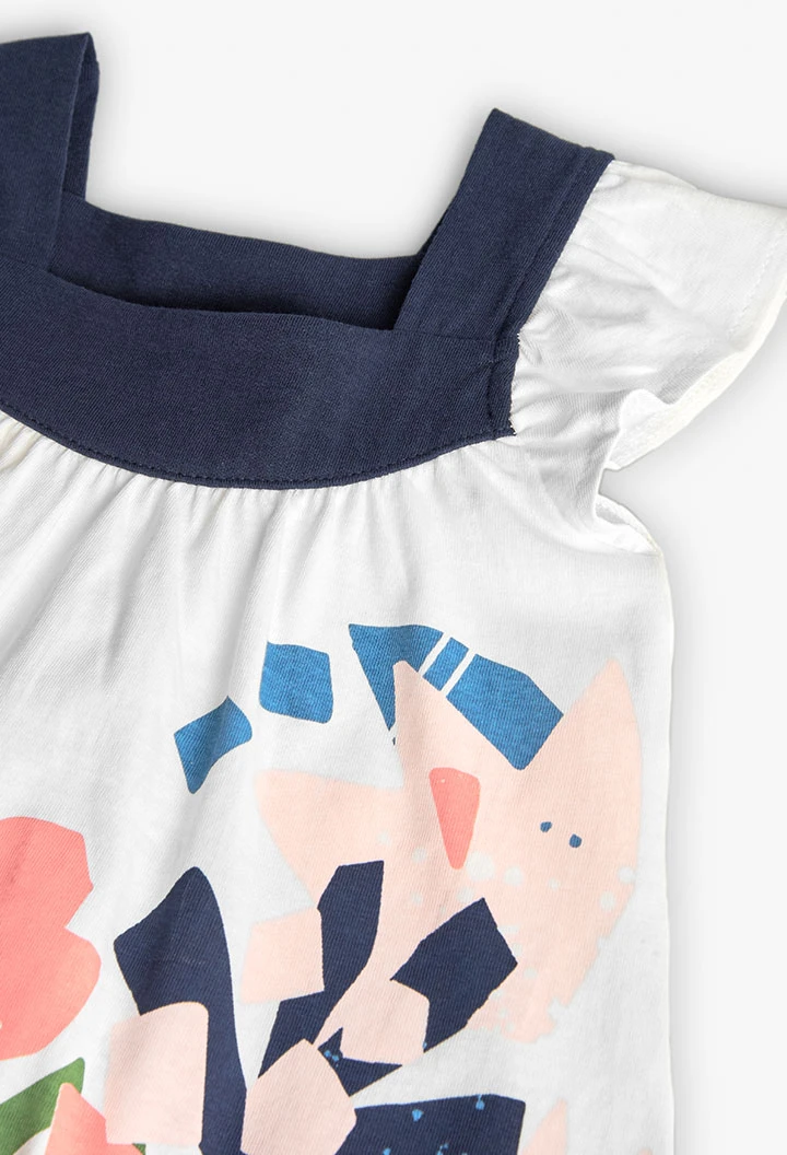 Abito in maglia per neonata di colore bianco con motivo floreale