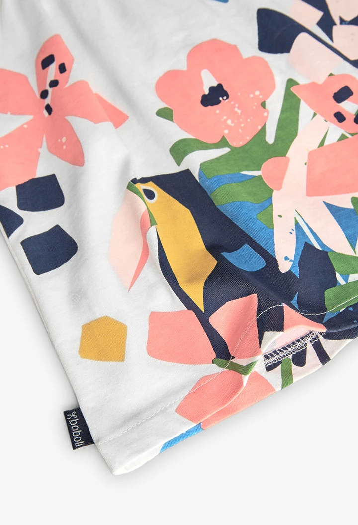 Abito in maglia per neonata di colore bianco con motivo floreale