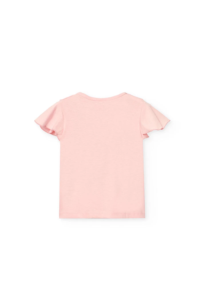 Maglietta in maglia per bambina in colore rosa con stampa