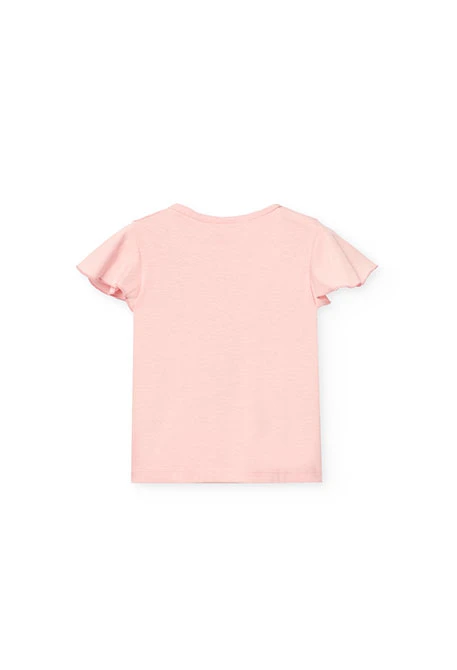 Camiseta de punto para bebé niña en color rosa con estampado