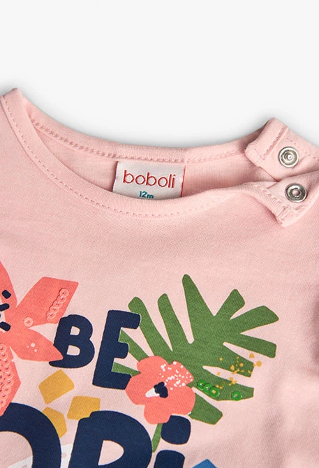 Camiseta de punto para bebé niña en color rosa con estampado