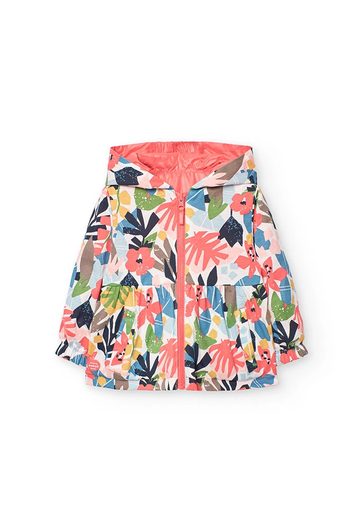 Parka reversibile per bambina in colore rosso.