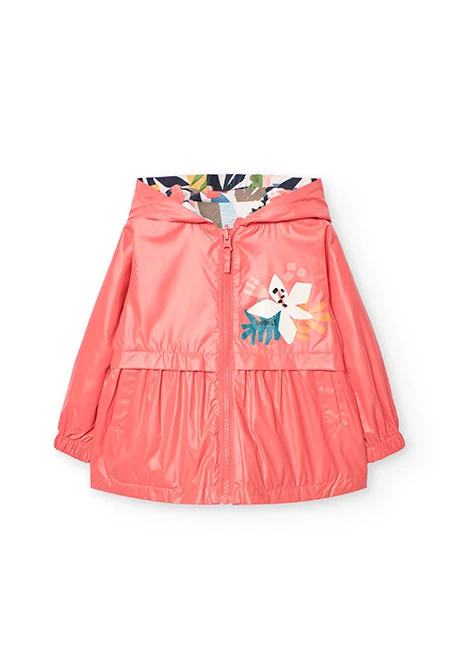 Parka réversible pour bébé fille de couleur rouge