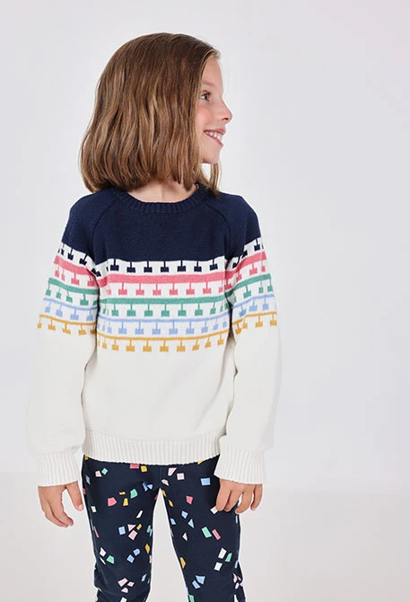 Weißer Mädchenpullover mit Aufdruck