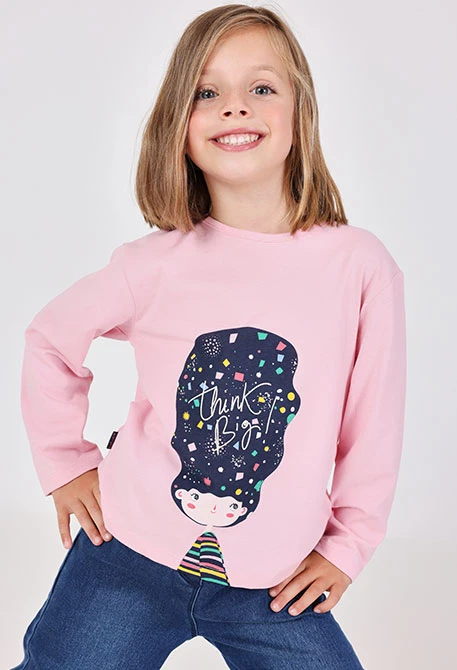 T-shirt en tricot rose pour fille
