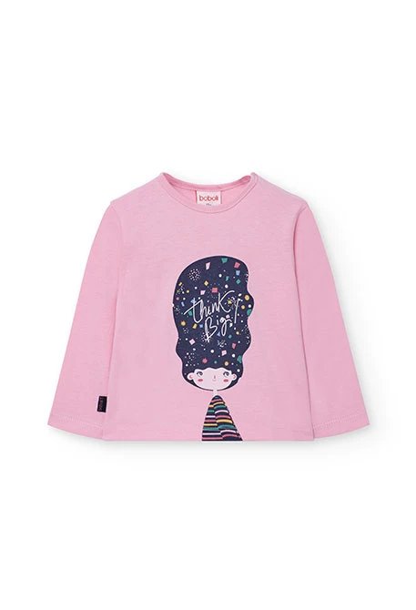 Camisola de menina de malha em rosa