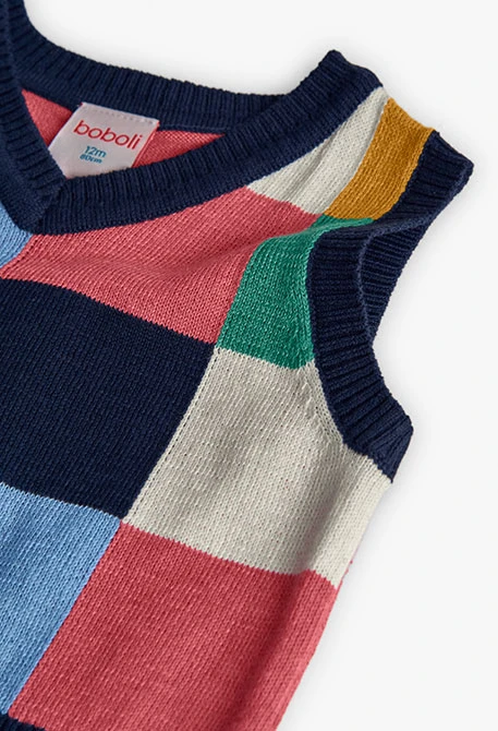 Mädchenweste aus dunkelblauer Strickware