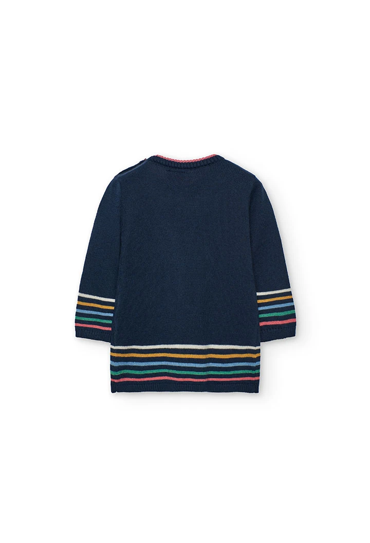 Vestido azul-marinho estampado