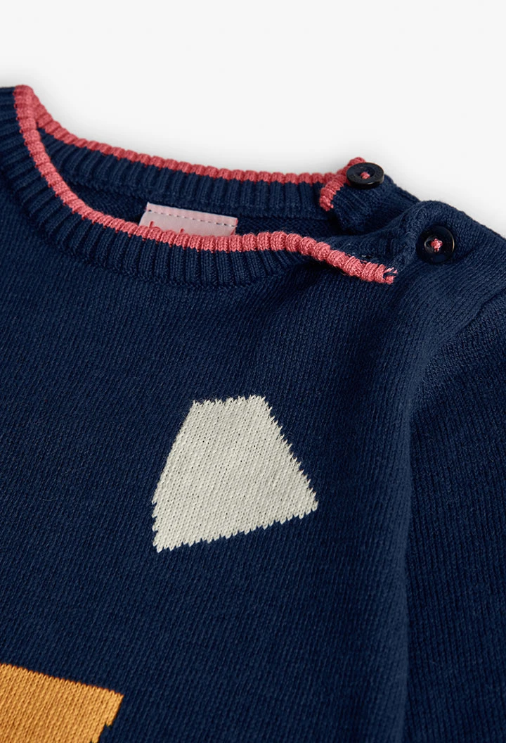 Vestido azul-marinho estampado