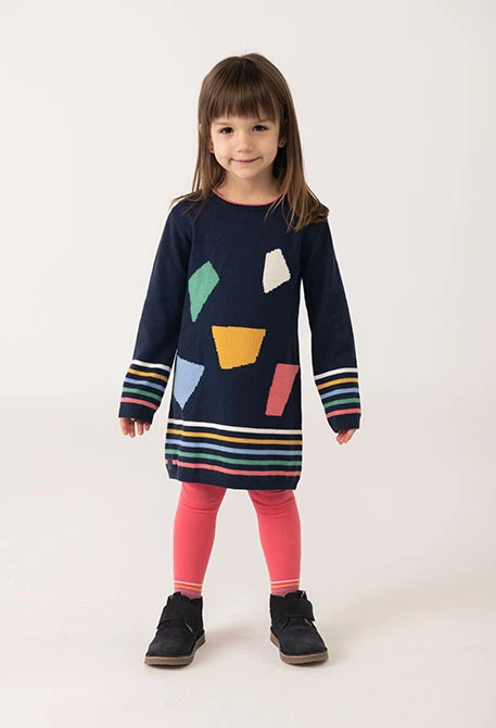 Vestido azul-marinho estampado