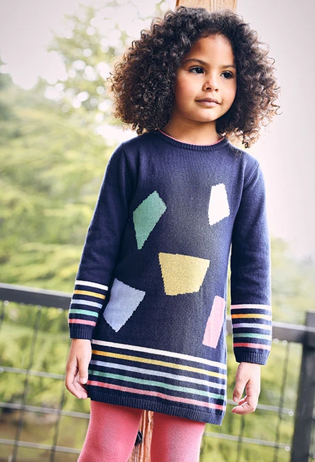 Navy blue printed dress