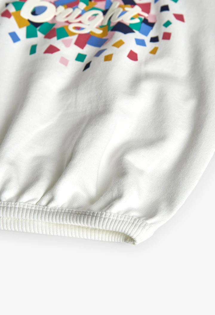 Felpa bambina punto bianco stampato
