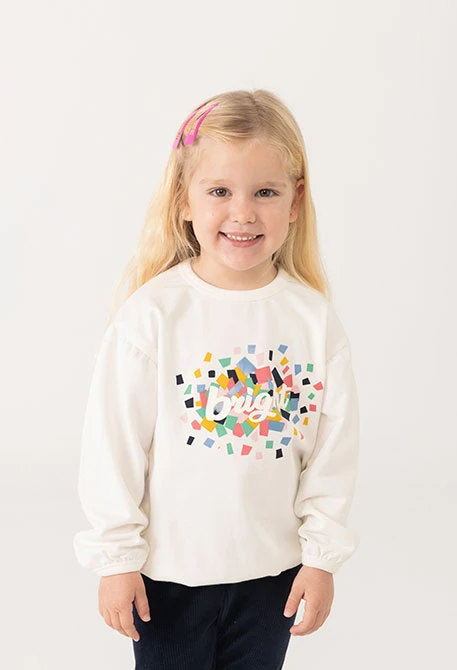 Sweatshirt fille maille blanche imprimée