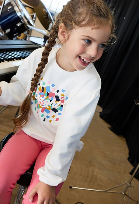 Felpa bambina punto bianco stampato
