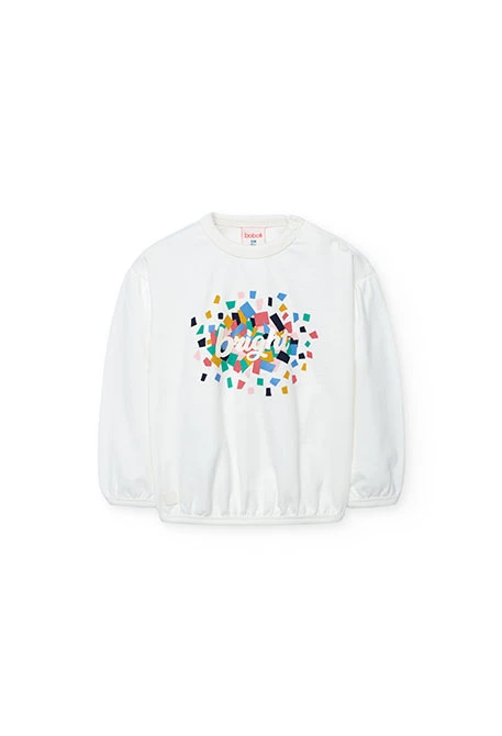Sweatshirt fille maille blanche imprimée