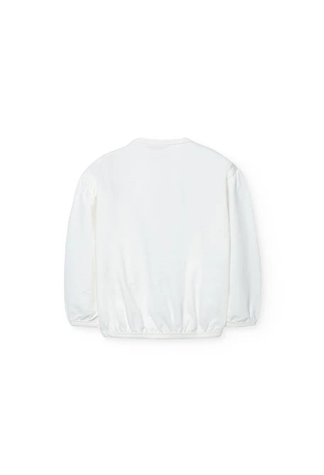 Sweatshirt fille maille blanche imprimée