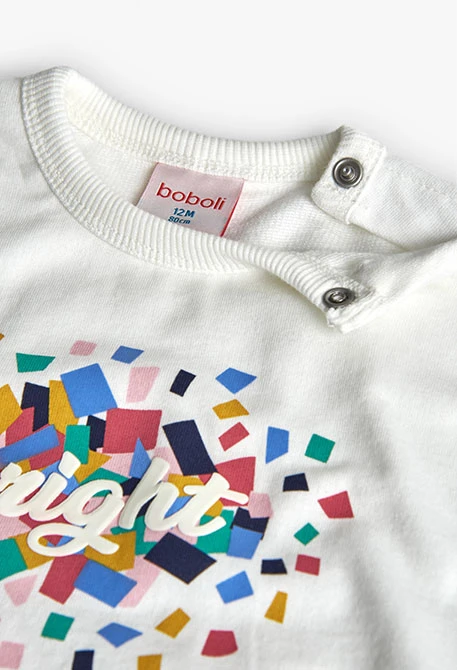 Camisola menina malha branca estampada