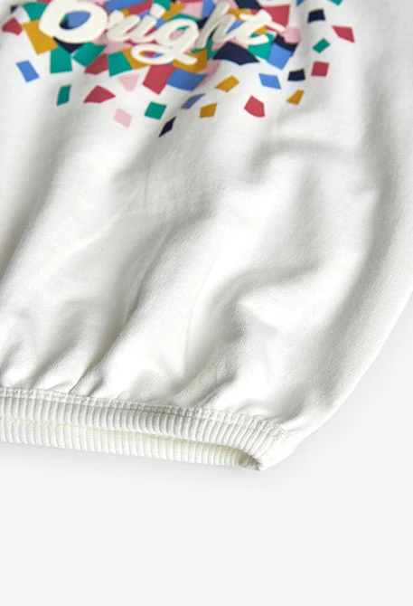 Camisola menina malha branca estampada