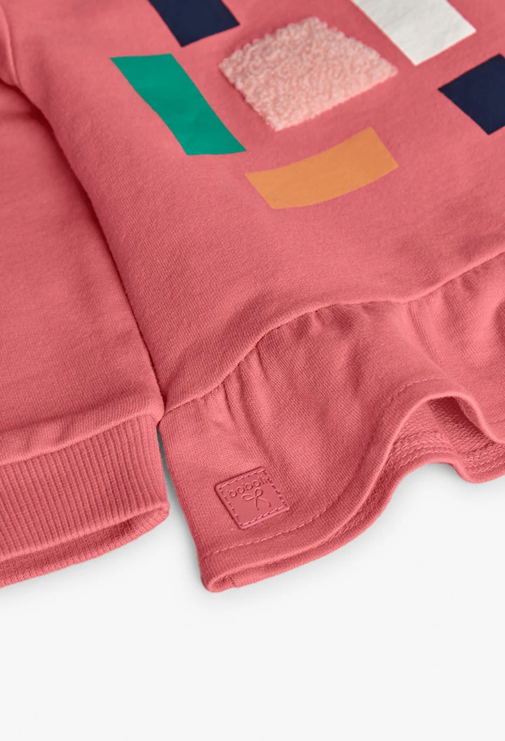 Felpa rosa per bambina con stampa