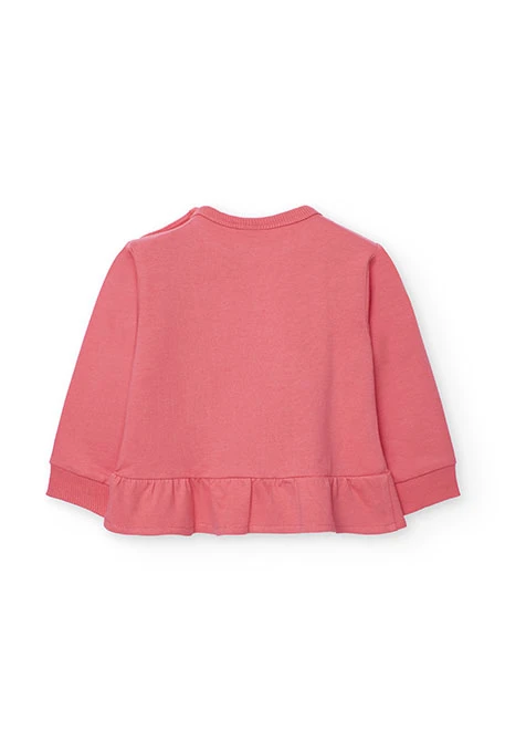Sweat-shirt fille en polaire rose imprimée