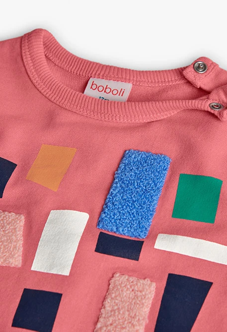 Sweat-shirt fille en polaire rose imprimée