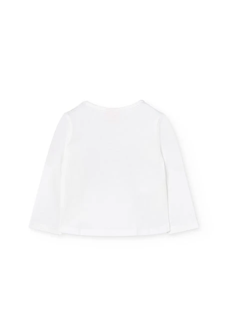 T-shirt menina de malha branca edifícios