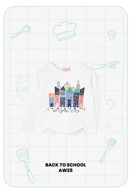 T-shirt fille en maille blanche bâtiments