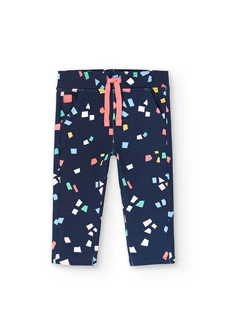 Pantalon fille en molleton motifs géométriques