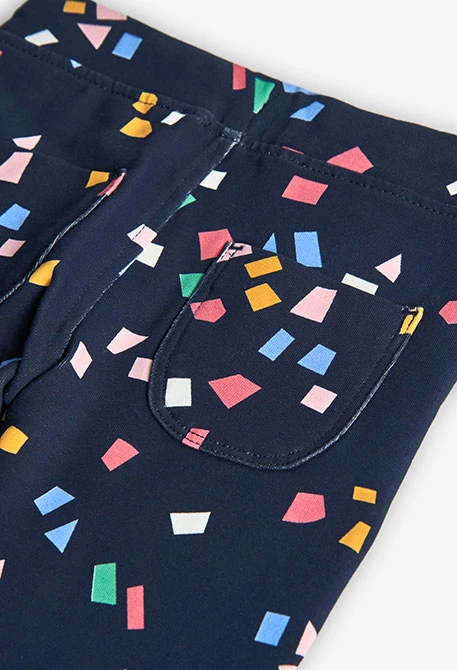 Pantalon fille en molleton motifs géométriques