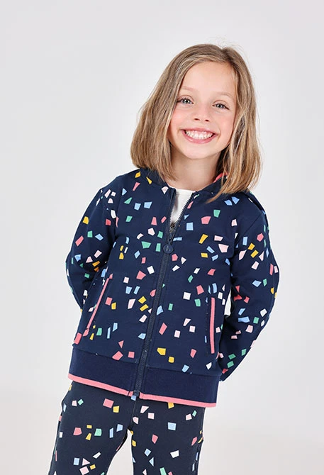Printed fleece girl´s jacket