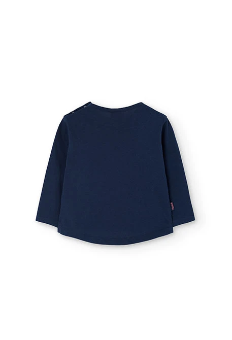 Maglietta a maglia bambina blu navy lettere colorate