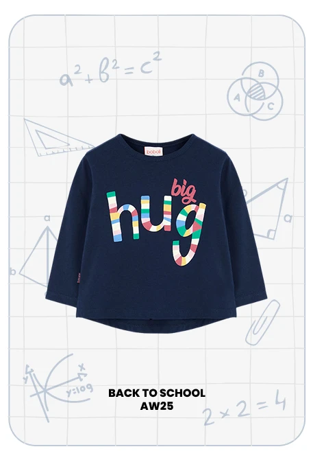 T-shirt en tricot fille bleu marine lettres colorées