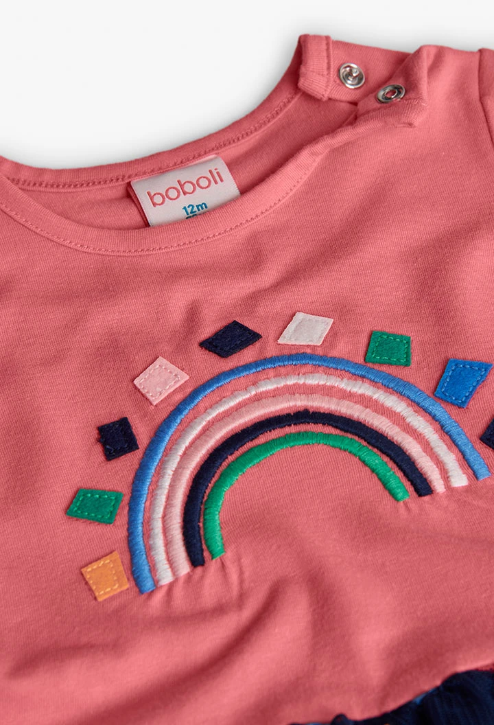 Abito in maglia rosa con stampa