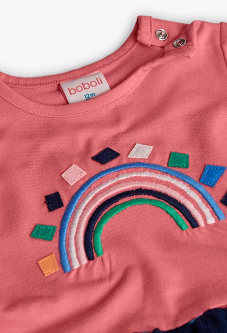 Abito in maglia rosa con stampa