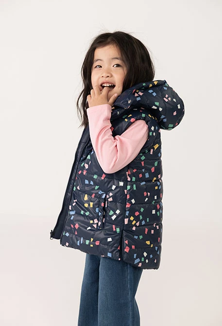 Chaleco niña tejido tecnico reversible azul