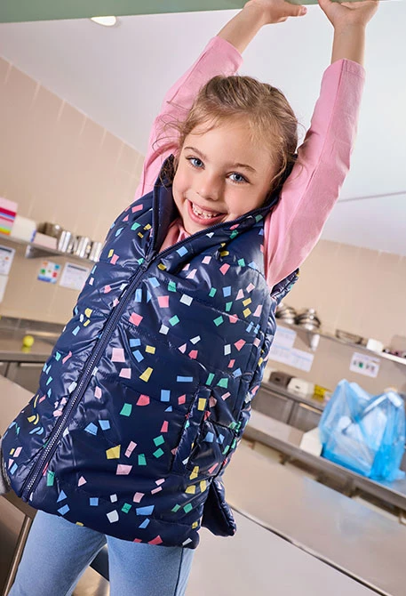 Girl´s reversible technical fabric gilet blue