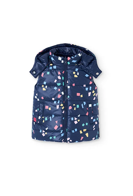 Gilet bambina in tessuto tecnico reversibile blu