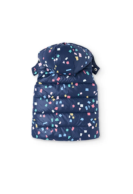 Gilet bambina in tessuto tecnico reversibile blu