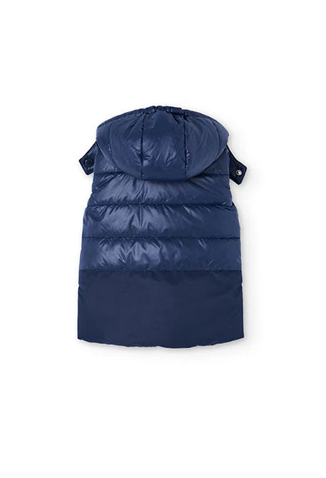 Gilet bambina in tessuto tecnico reversibile blu