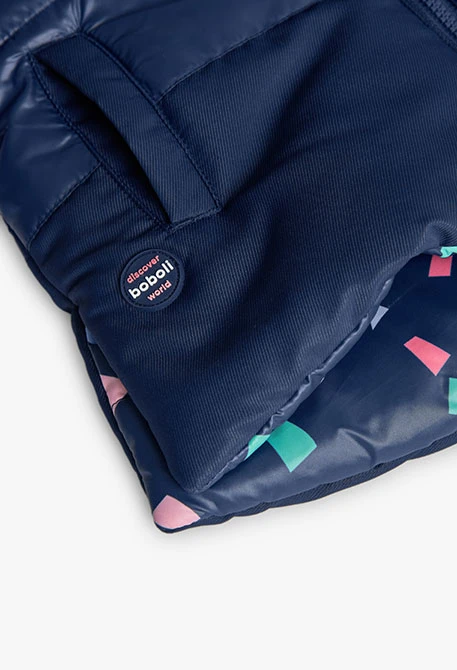 Gilet bambina in tessuto tecnico reversibile blu